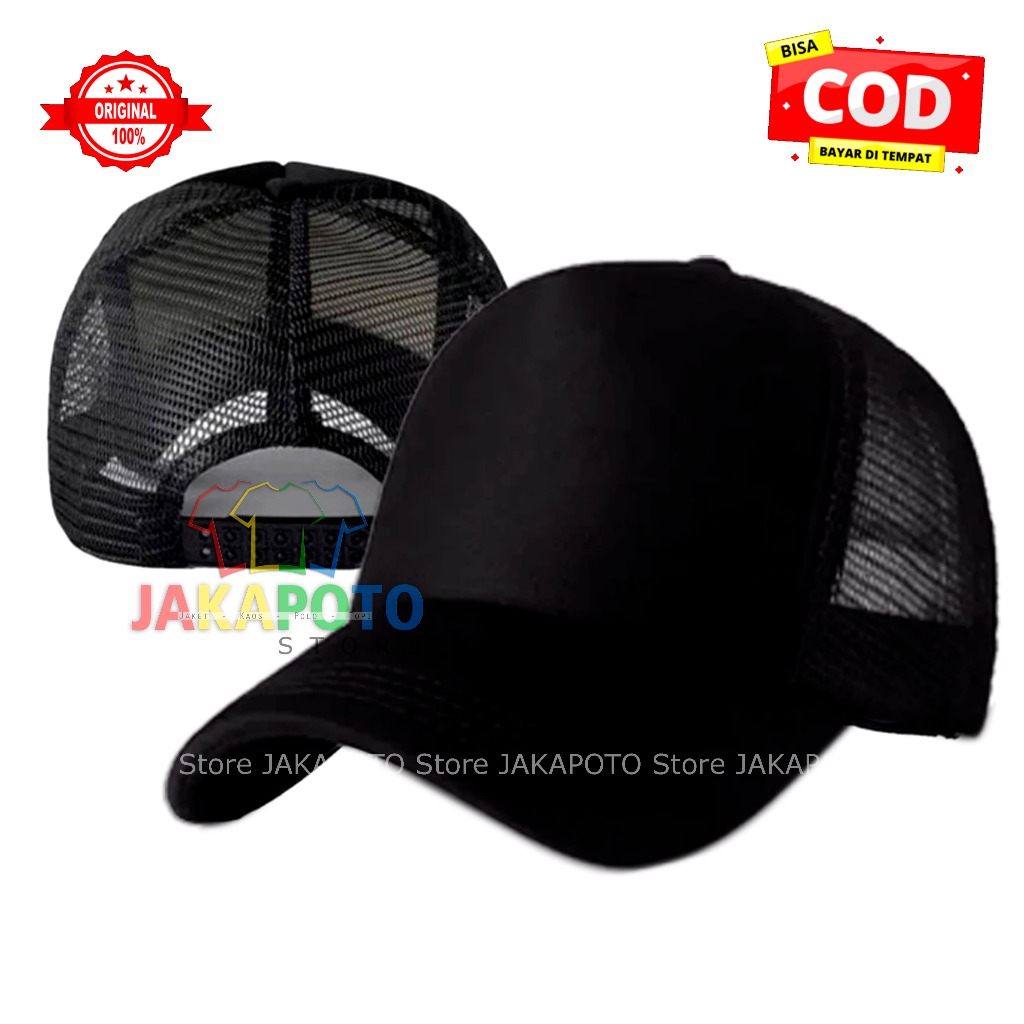 Topi Polos Baseball Hitam Jaring - Topi Pria Wanita - Topi Sample Keren