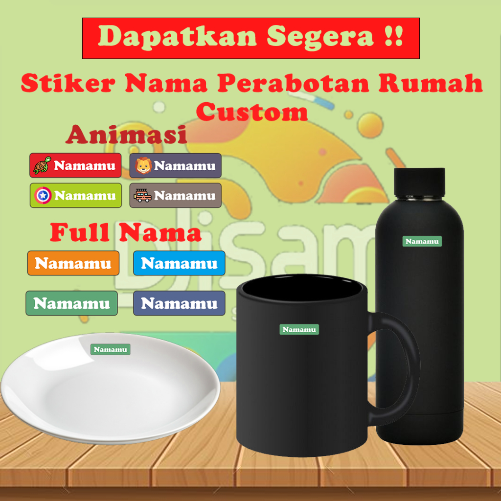 

100 PCS Sticker Custom Nama Perabotan Rumah Waterproof timbul UV DTF ( Full Nama)