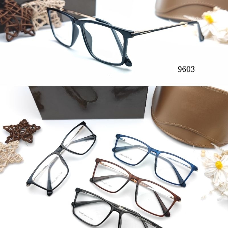 Frame Kacamata Minus Photocromic Pria/Wanita 9603 | Kacamata Minus Antiradiasi Bisa Normal Minus/Sil