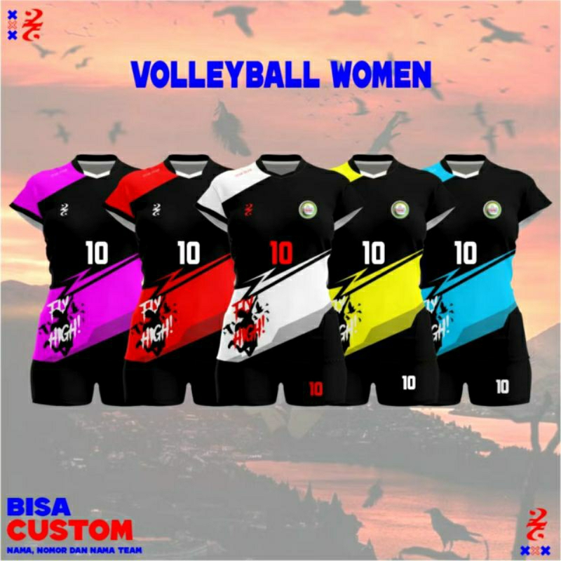 Jersey volley anak perempuan baju kaos voli anak (costum nama &nomor) full printing terbaru