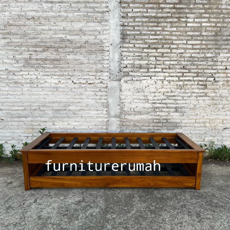 tempat tidur anak Sorong kayu jati minimalis, dipan Sorong minimalis kayu jati