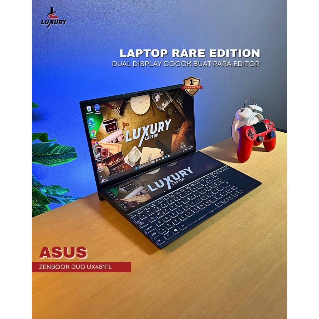 LAPTOP ASUS ZENBOOK DUO UX481FL CORE I5 NVIDIA GEFORCE MX250 SSD RAM DDR4 BACKLIGHT TOUCHSCREEN SECO