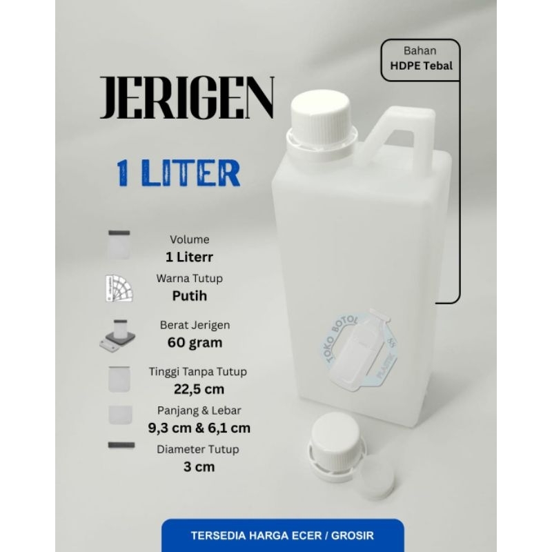Jerigen 1 Liter / Jerigen Hdpe Tebal 1 Liter / Jerigen Kotak 1 Liter / Jerigen Sabun 1 Liter / Jerig