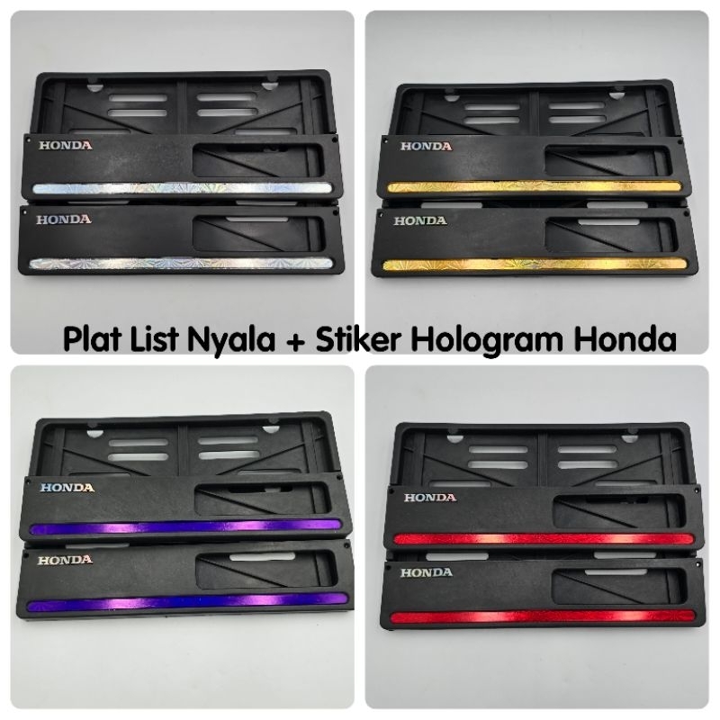 Dudukan Plat Nomor Motor List Nyala Plus Stiker Hologram Honda Variasi Cover Plat Nomor Universal Se