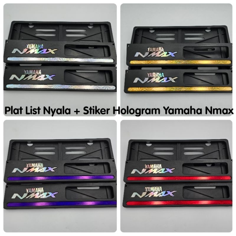 Dudukan Plat Nomor Motor List Nyala Plus Stiker Hologram Yamaha - Cover Plat Nomor Variasi Motor Uni
