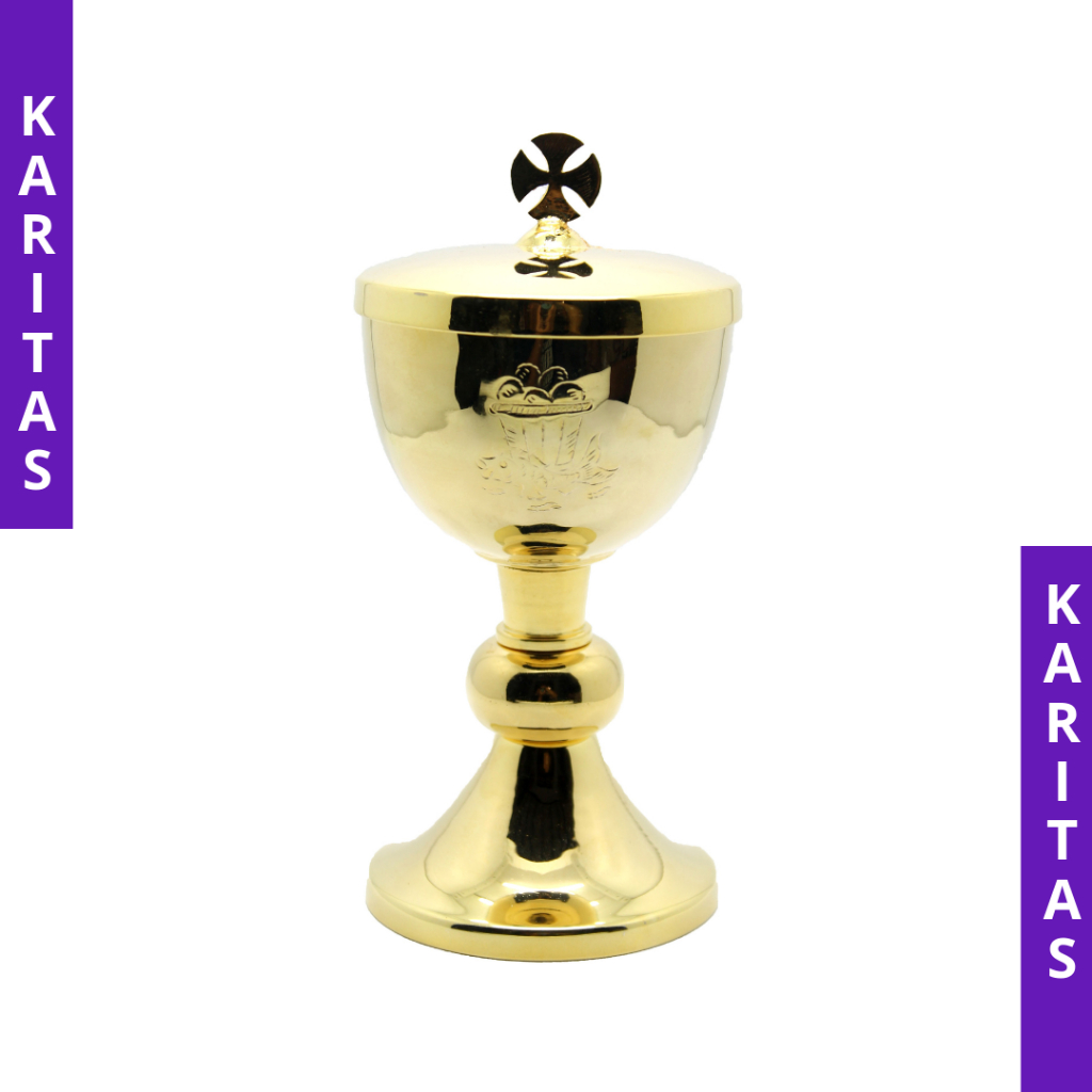 SIBORI LAPIS EMAS DIAMETER 14-17 CM / TEMPAT HOSTI KATOLIK / PERALATAN MISA KUNINGAN