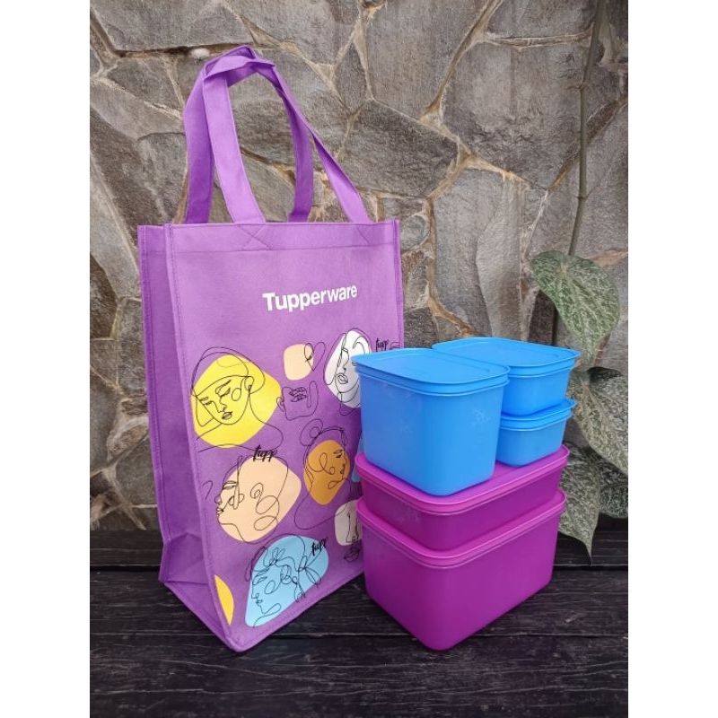 Tupperware frozy cozy set isi 5pcs + free tas ( 450ml 2pcs + 1L + 1,1L + 2,5L )