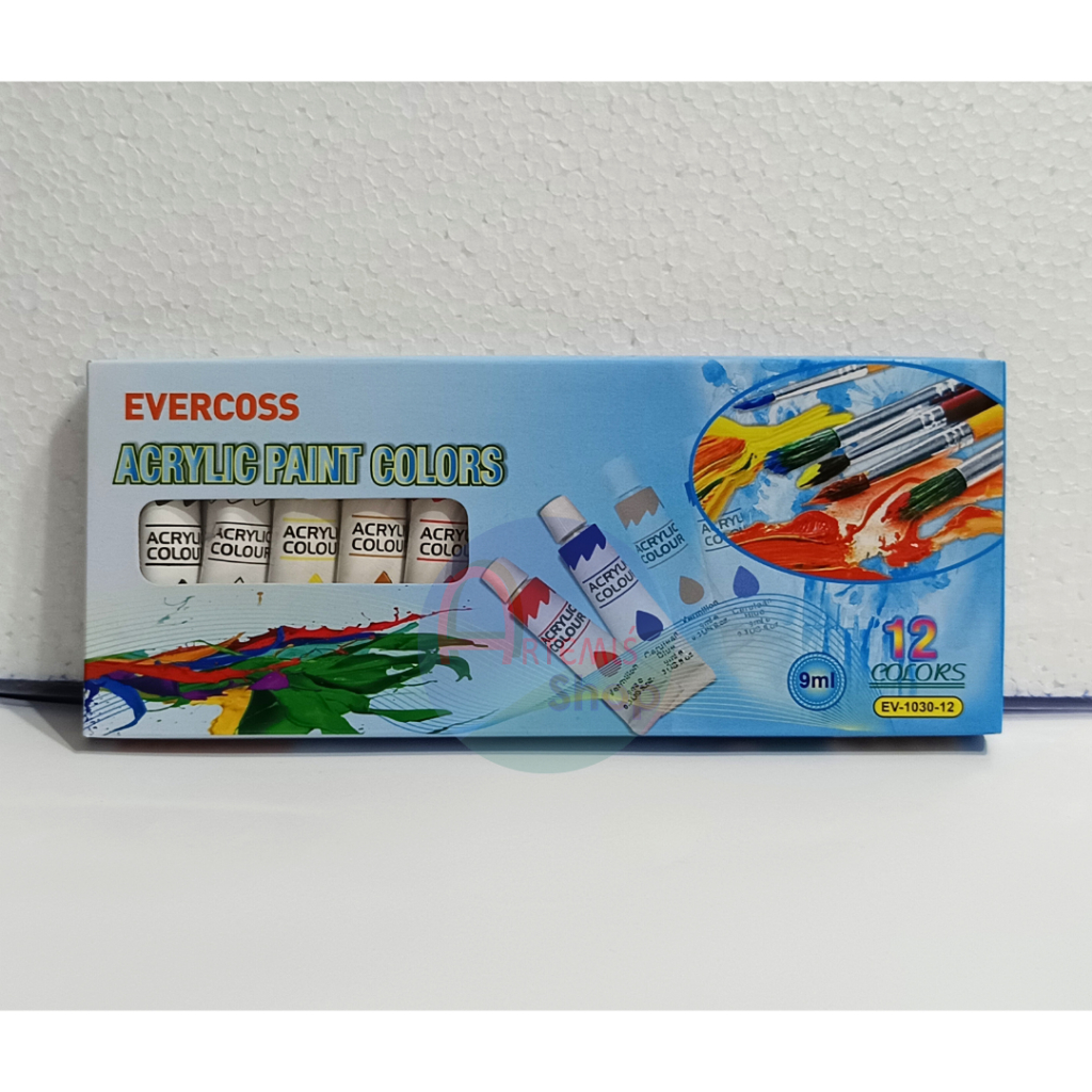 

Acrylic Paint Colors / Cat Akrilik Colours EVERCOSS 12 Warna EV-1030-12 9 ml