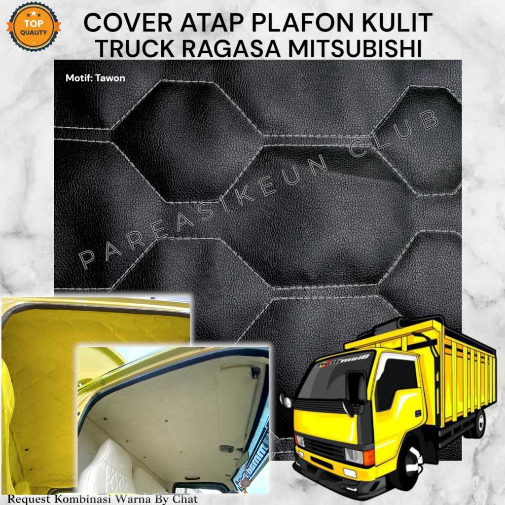 Cover Pelapis Atap Plafon Truck RAGASA Mitsubishi Kulit Variasi Interior Aksesoris Motif Tawon