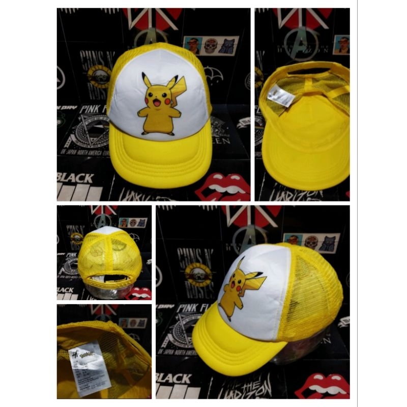 topi second import sport trucker remaja H AND M X POKEMON series