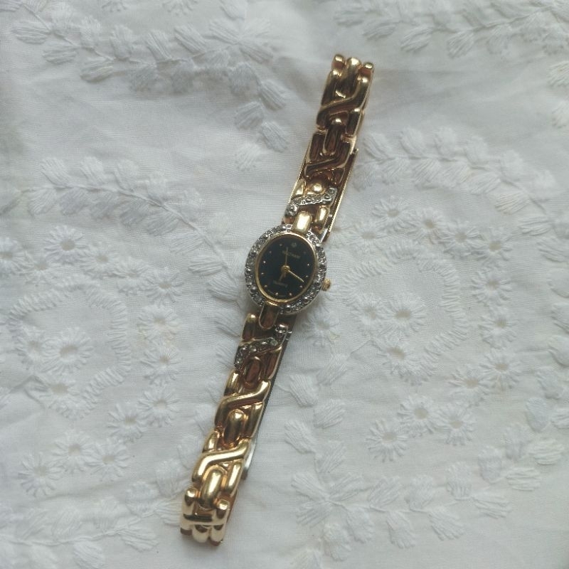 Waltham Gold Crystal Bezel Watch