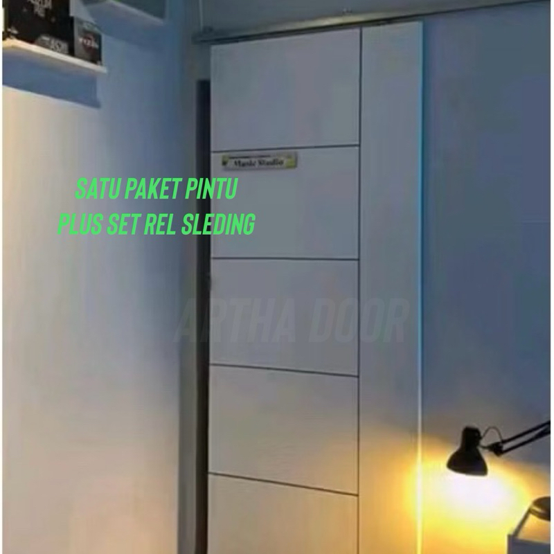 Satu Pakat Pintu Plus Set Rel Sleding Lengkap / Pintu Geser Kamar / Pintu Sleding