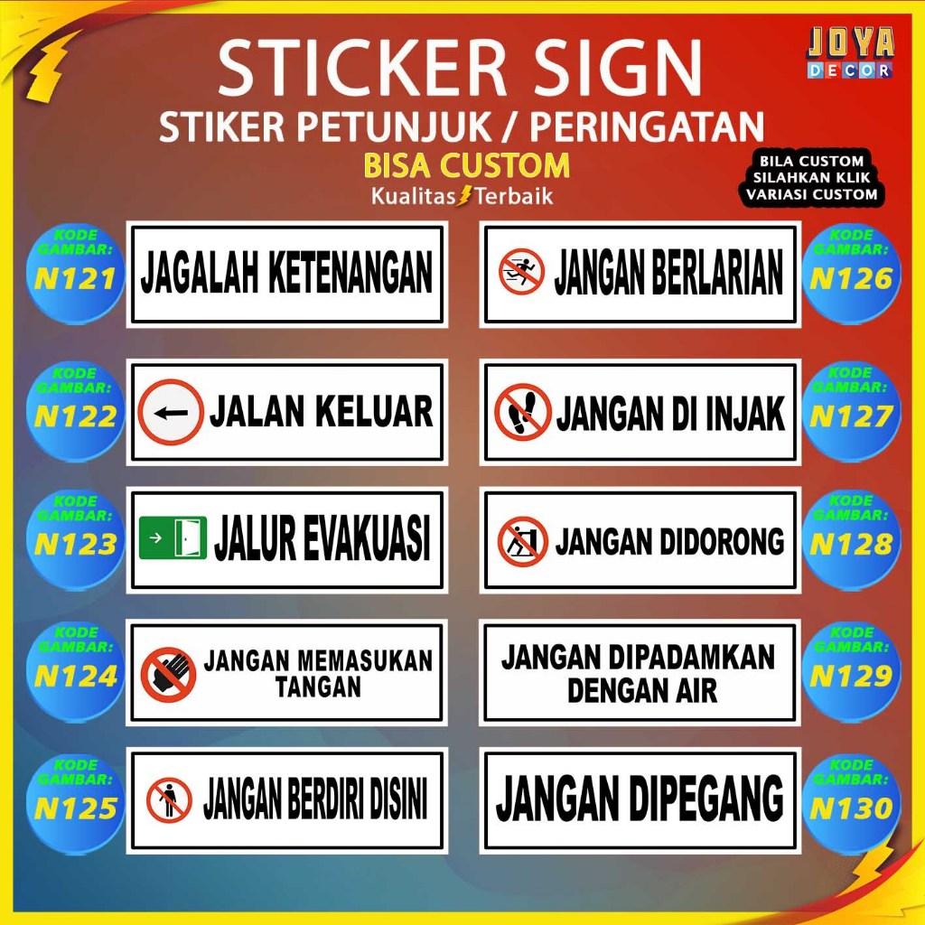 

Sticker Stiker Petunjuk Warning Pengumuman jalan keluar jangan dipegang kamar mandi kantin N121