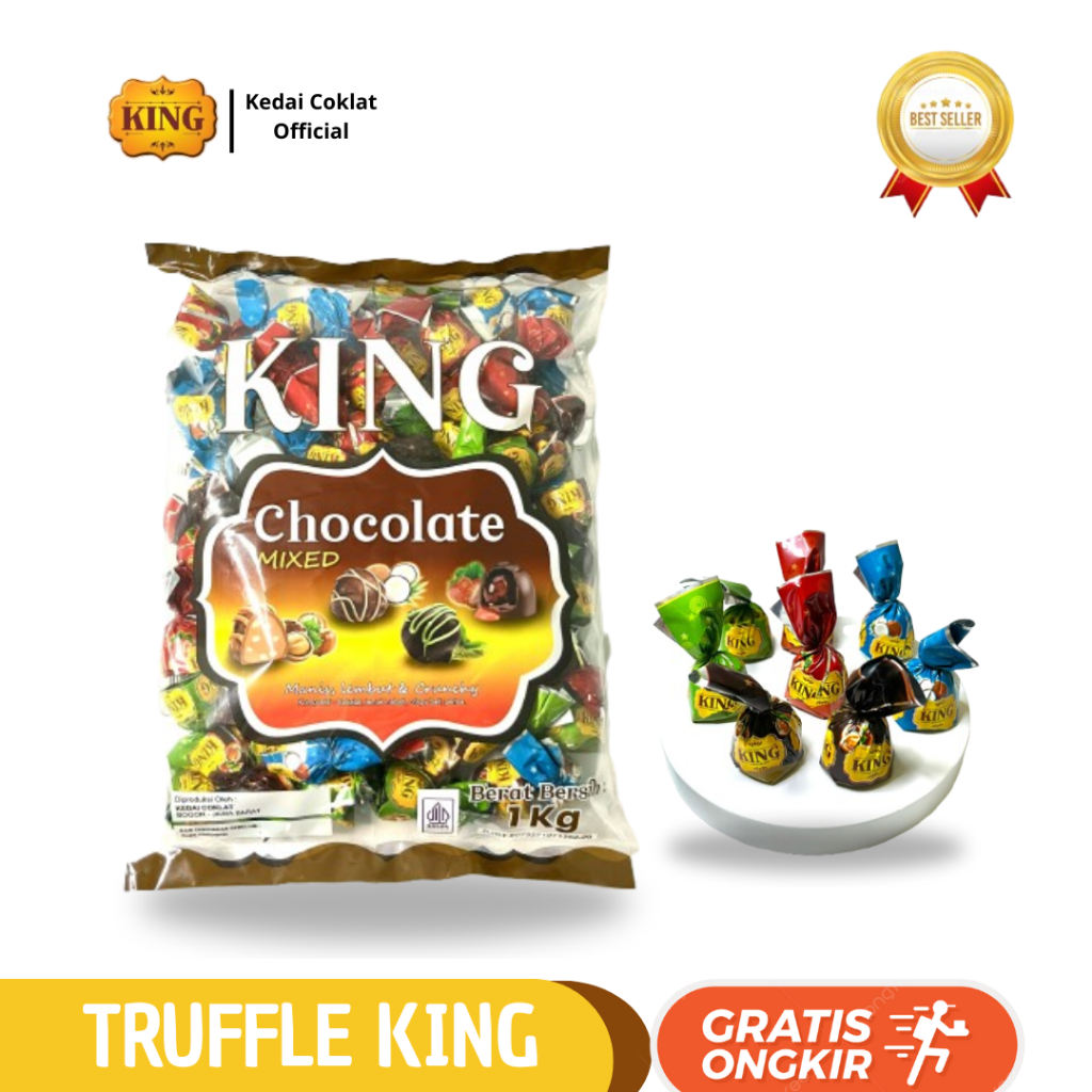 

KING Truffle Kemasan 1KG Mix Rasa | Coklat Arab Truffle King | Truffle turkey Mix Best Quality
