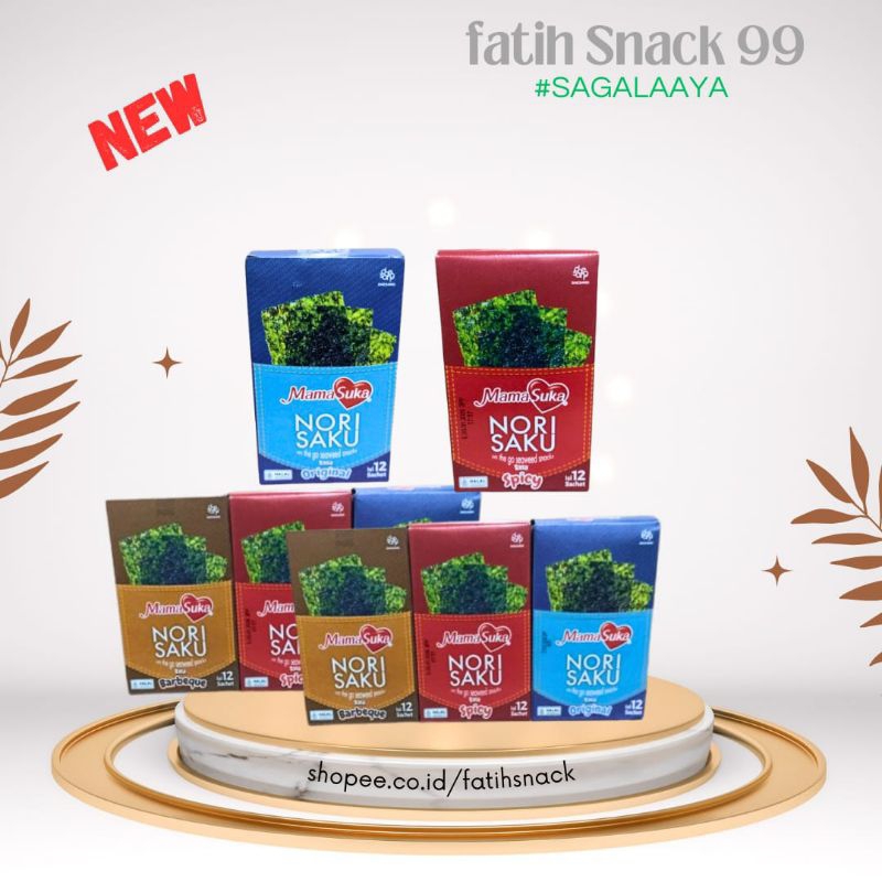 

NORI SAKU BOK ISI 12 PCS X 2g VARIAN RASA ORIGINAL SPICY BERBEQIU