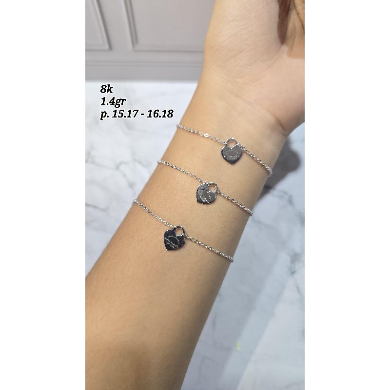 Gelang rantai tifanoy gantung mas putih