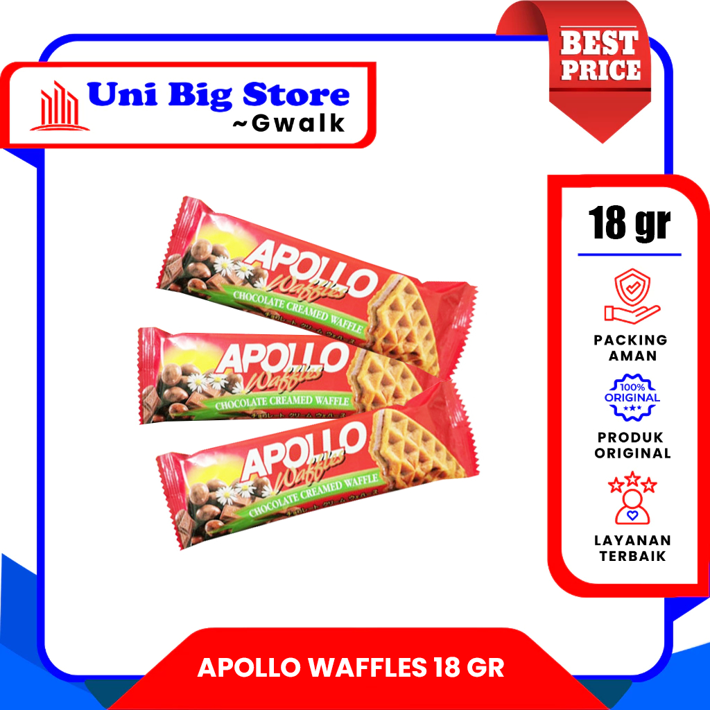 

WAFER APOLLO CHOCOLATE CREAMED WAFFLES ECER - 18 gr