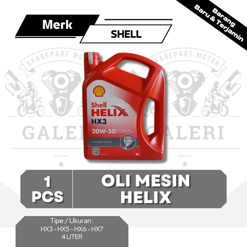 Oli Shell // Oli Mesin Helix Mobil HX3 HX5 HX6 HX7 Ukuran 4 Liter