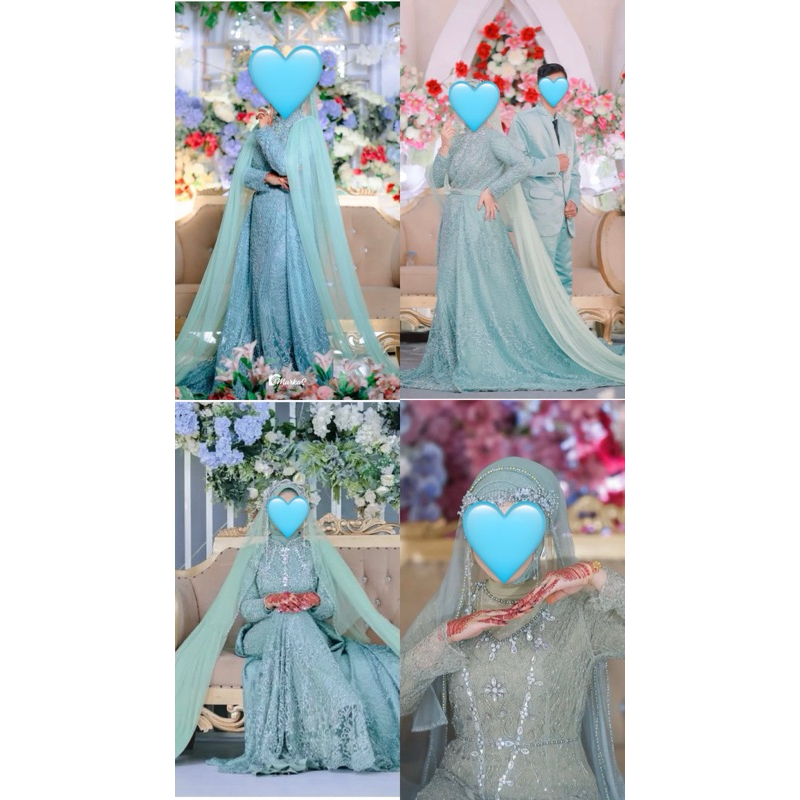 SEPASANG GAUN PENGANTIN SLIM SAGE WARDAH EKOR LEPAS PASANG