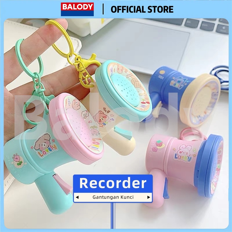 BALODY Gantungan Kunci Recorder Mini Perekam Speaker Kecil Keychain Megafon Genggam Mainan Anak