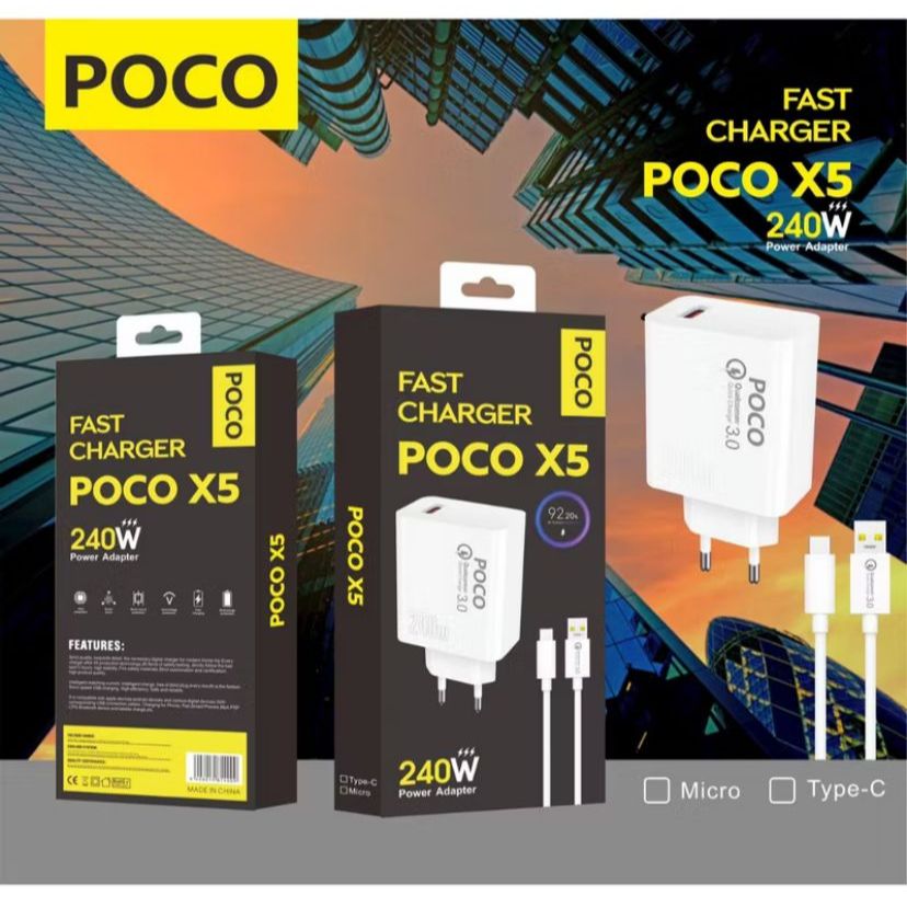 CL889 Charger Ori 100% pocophone poco X5 240w Support FastCharging qc3.0 kompatible semua hp smartph