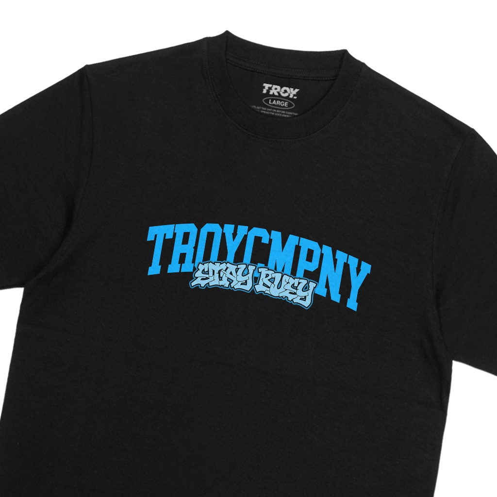 Troy Company Tshirt Black Blue Rock - Kaos Pria Lengan Pendek Hitam MT 3114