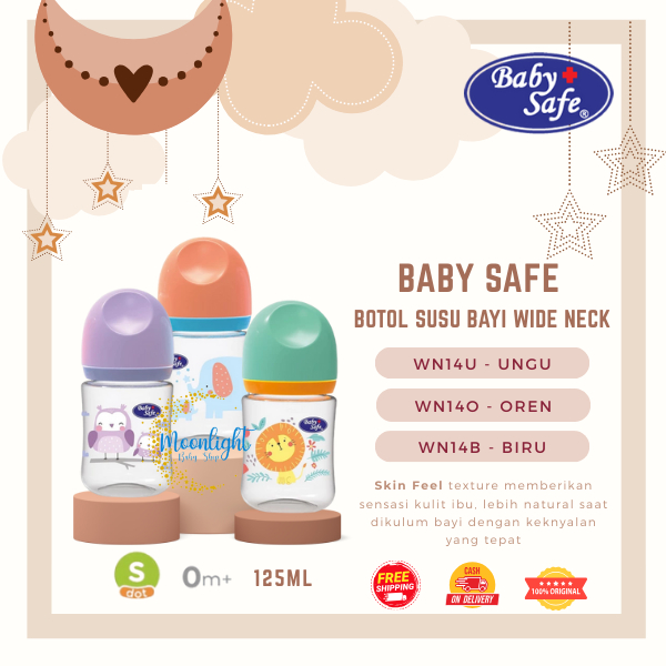 Baby Safe WN14 - Botol Susu Bayi Wide Neck Skin Feel Nipple 125ml