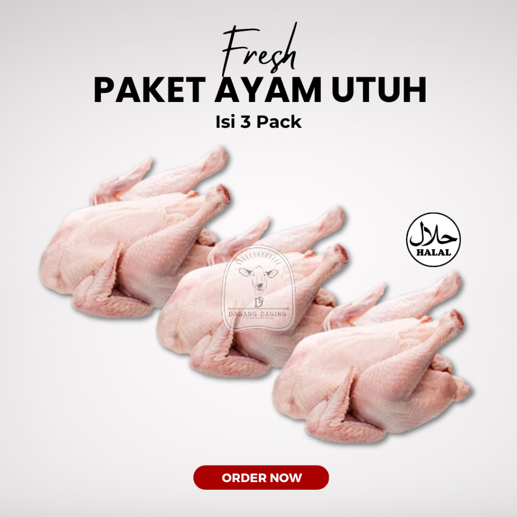 

Promo Bundling Hemat Ayam Karkas Broiler Utuh Fresh Halal Isi 3 pack