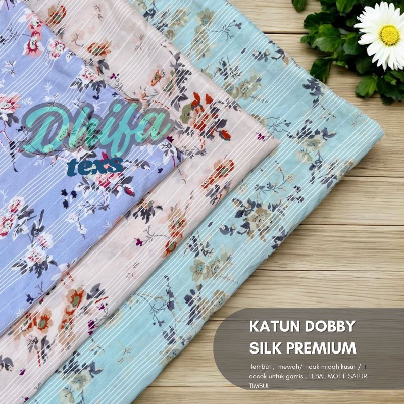 kain katun silky dobby premium motif bunga / kain katun motif bunga / kain katun dobby motif / kain 