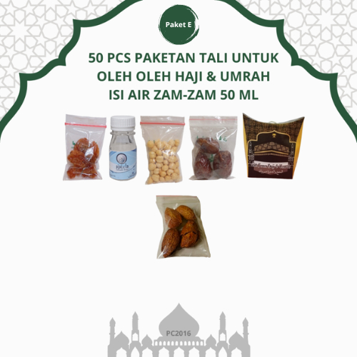 

paketan hemat almond tali untuk oleh oleh haji dan umroh 50 pcs (isi air zamzam 50 ml)