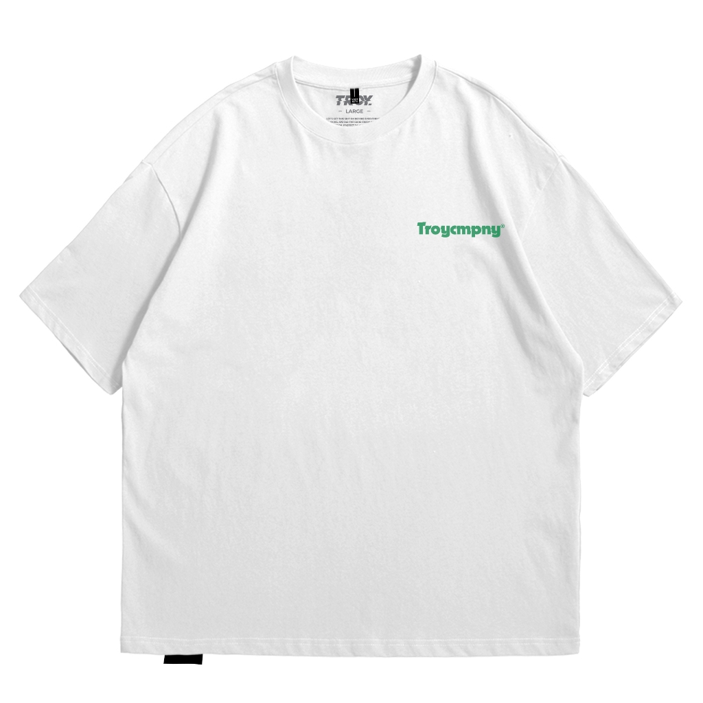 Troy Company Oversize Tshirt White Simply Green - Kaos Oversize Putih Lengan Pendek OVD 3119