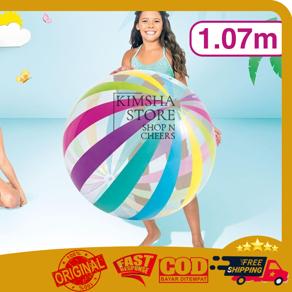 Intex Jumbo Beach Ball 1.07m Bola Mainan Anak Di Kolam Renang Pantai Permainan Bola Renang 107cm Bea
