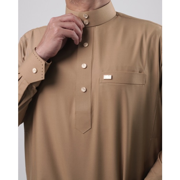 Qori Apparel Signature Haibah SH-1 Baju Koko Casual Pria Lengan Panjang Manset