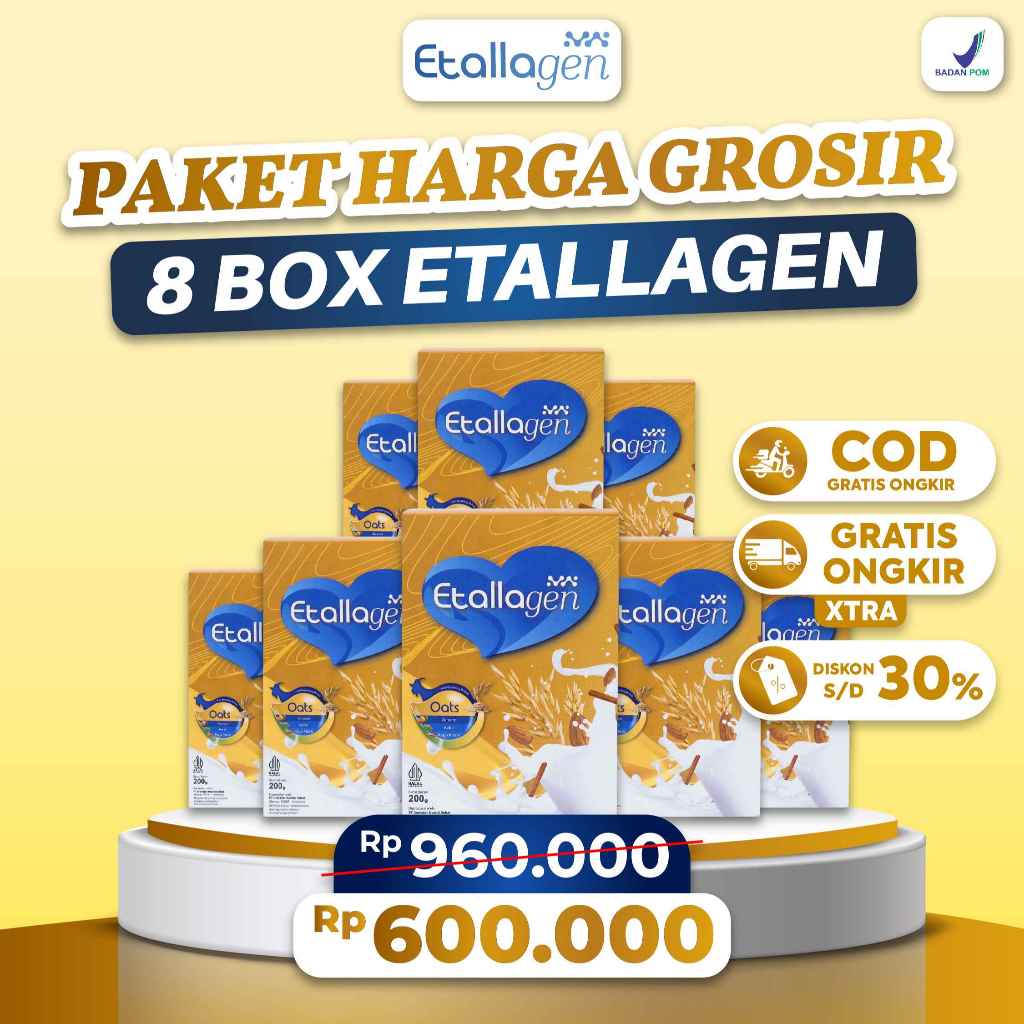 

Paket Grosir 8 Box Etallagen | Susu Kecantikan kulit, Bantu Atasi Masalah Tulang Nyeri Sendi