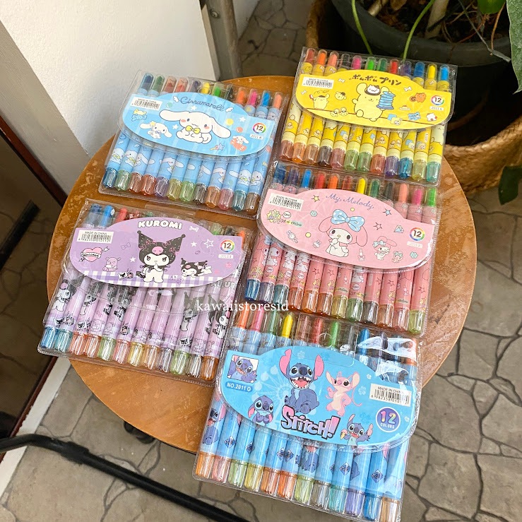 

Crayon Set Krayon Alat Warna Menggambar Mewarnai Alat Tulis Anak Sanrio My Melody Kuromi Cinnamoroll Pompompurin Karakter Lucu Unik Kado Gift Hadiah