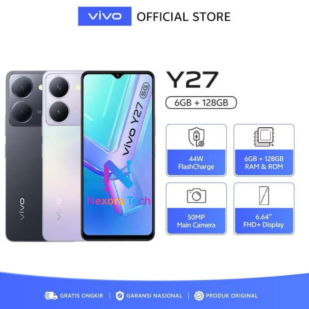 [PROMO] Vivo Y27 RAM 6/128GB | Kamera 50MP | Fast Charging 44W | Bonus Softcase | Garansi Resmi