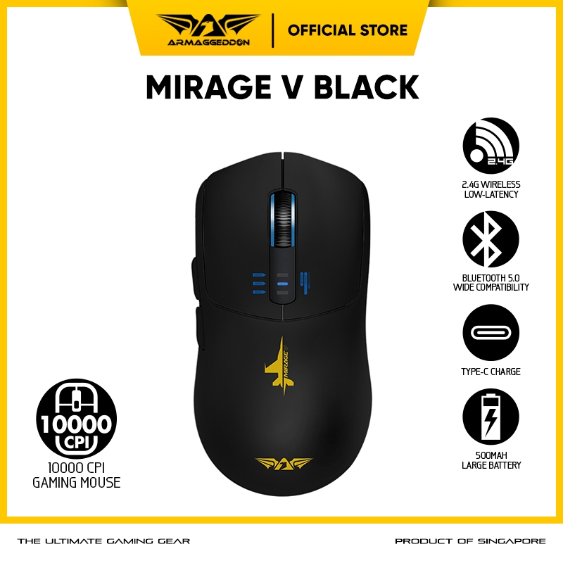 Mouse Gaming Bluetooth 5.0 Wireless 2.4G Armaggeddon Mirage V  Rechargeable 10000 CPI Gaming Mouse