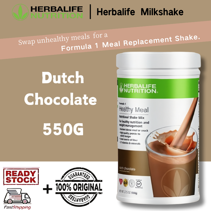 Herbalife Meal Replacement Shakes Dutch Chocolate-cokelat Shake Formula 1 550g（Bisa COD）