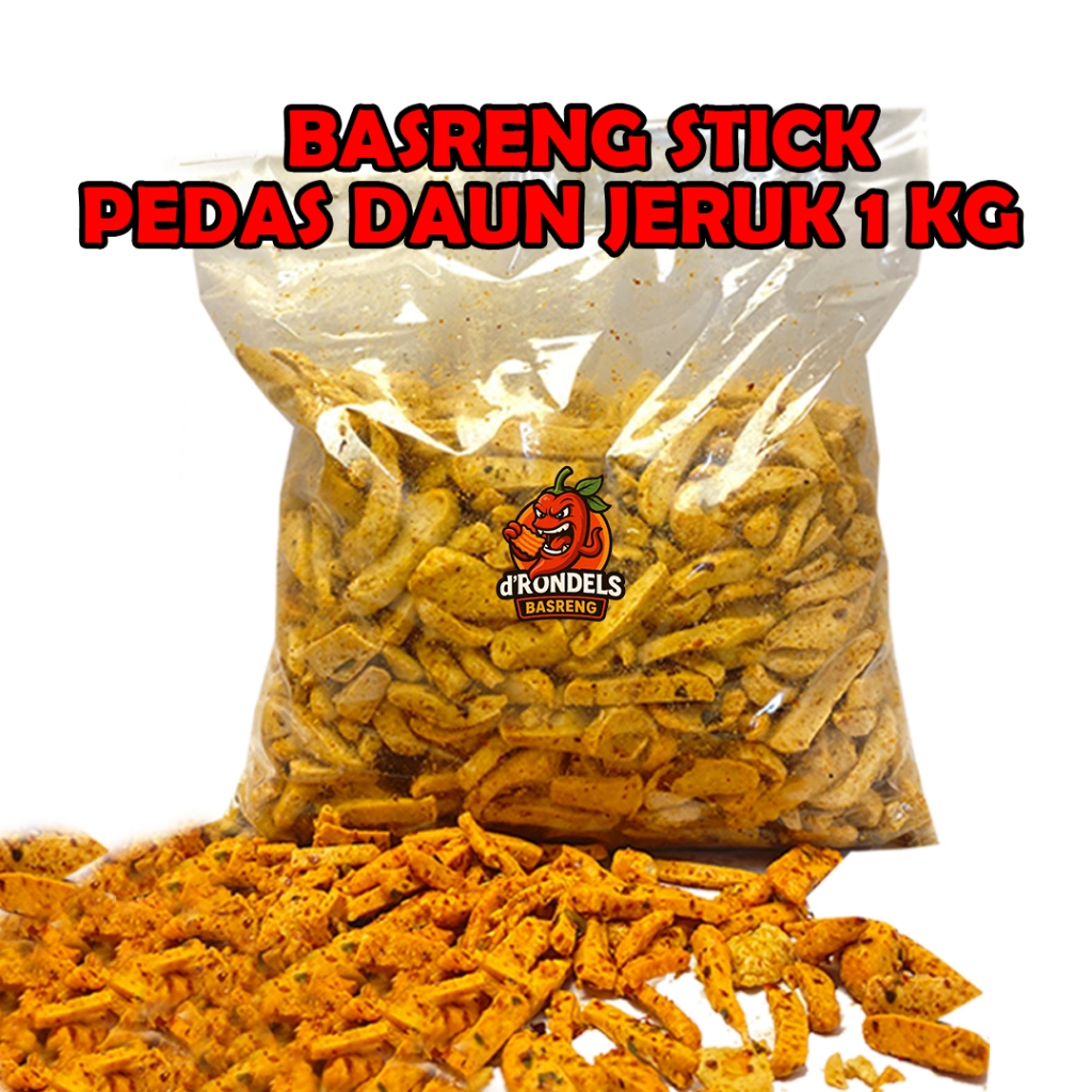 

Basreng Stick Pedas / Original Daun Jeruk d`Rondels Basreng - Cemilan Snack Renyah Gurih Pedas