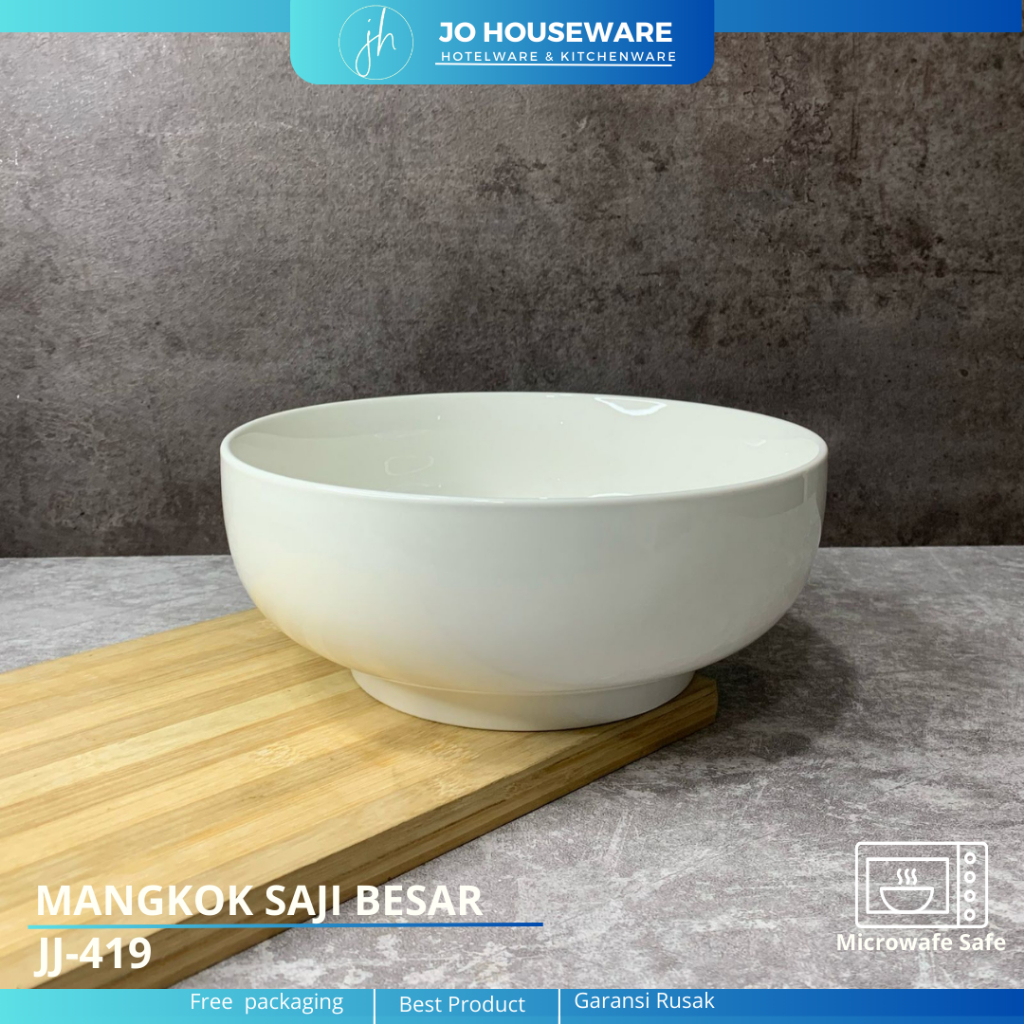 Mangkok Saji Besar Keramik Premium Putih Polos Diameter 25cm / mangkok hotelware serbaguna JJ419