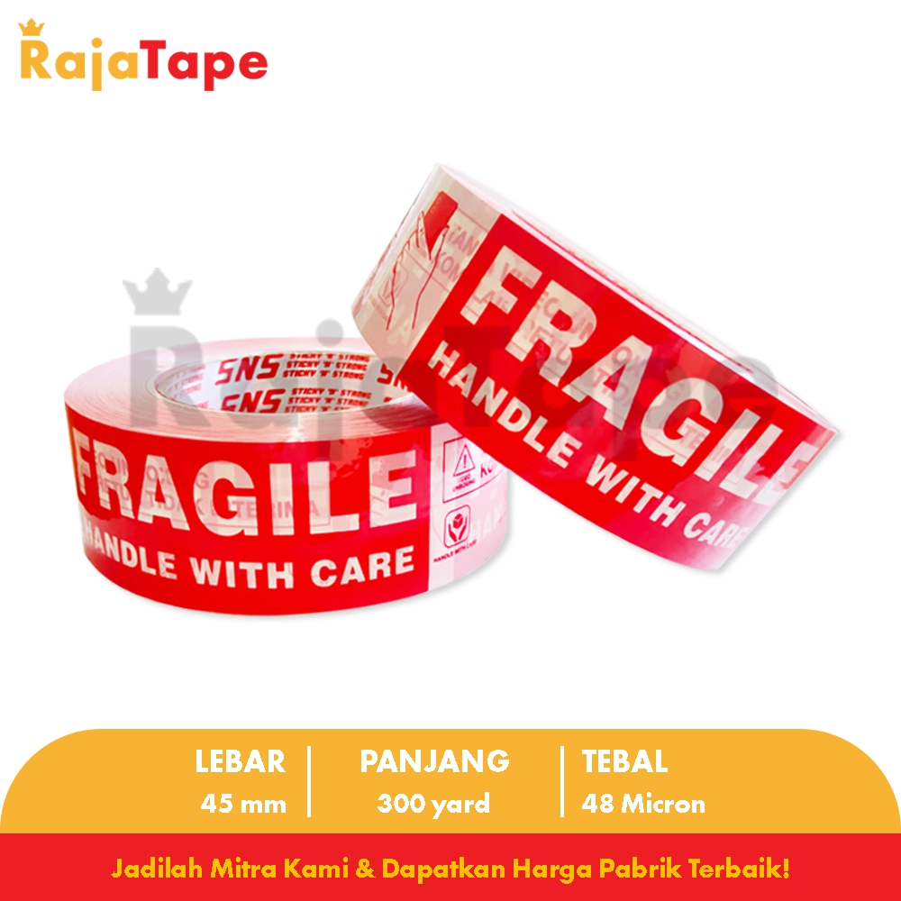 

Lakban Unboxing Fragile 300 Yard x 45 Mm x 48 Mic Sticky N Strong (SNS)