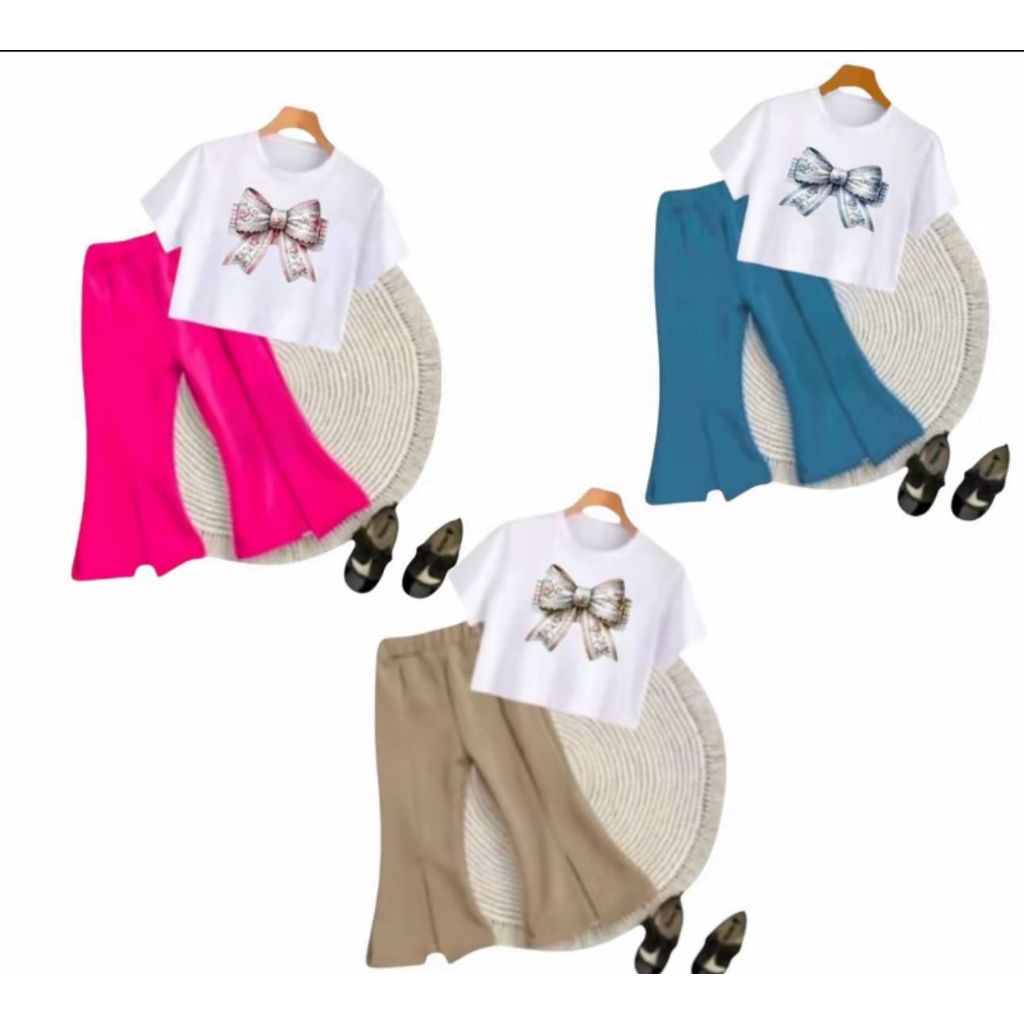 BAJU ANAK PEREMPUAN MOTIF PITA CELANA KULOT TERBARU 1-8 THN / OOTD SETELAN ANAK CEWE YANG SEDANG TRE