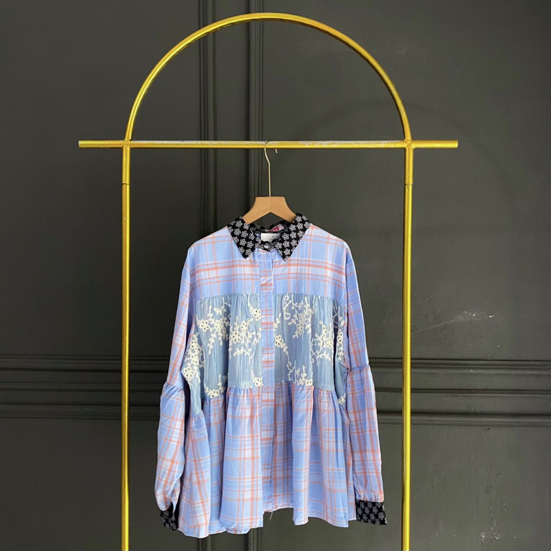 ANYA BLOUSE - BLOUSE BRUKAT - BLOUSE BRUKAT BORDIR - BLOUSE WANITA - BLOUSE - BLOUSE BRUKAT STRIPE