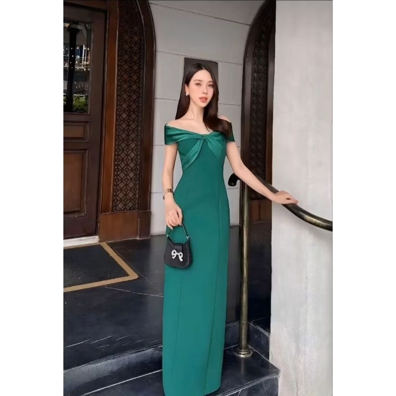 sabrina basic dress polos simple long maxi sister photoshoot europe paris gaun pesta wedding party e