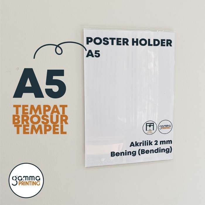 

Koota - Akrilik Tempat Poster A5 Tempel Dinding / Brosur Holder Qris Barcode Menu Wall Acrylic A5