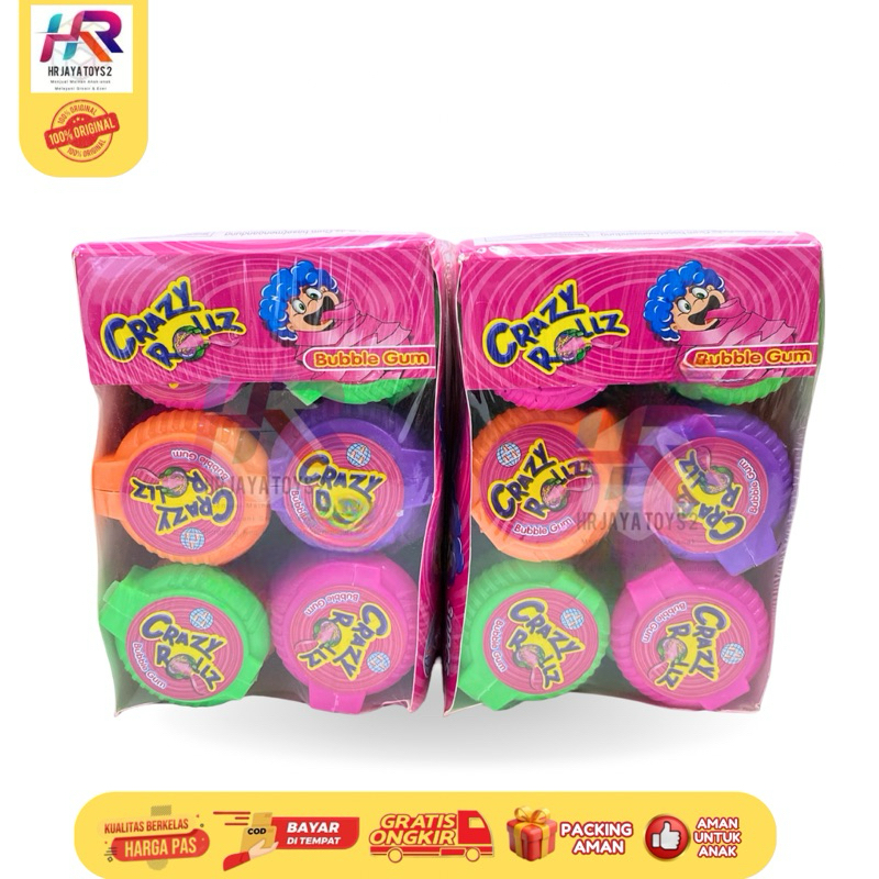 

PERMEN CRAZY ROLLZ BUBBLE GUM ISI 30PCS