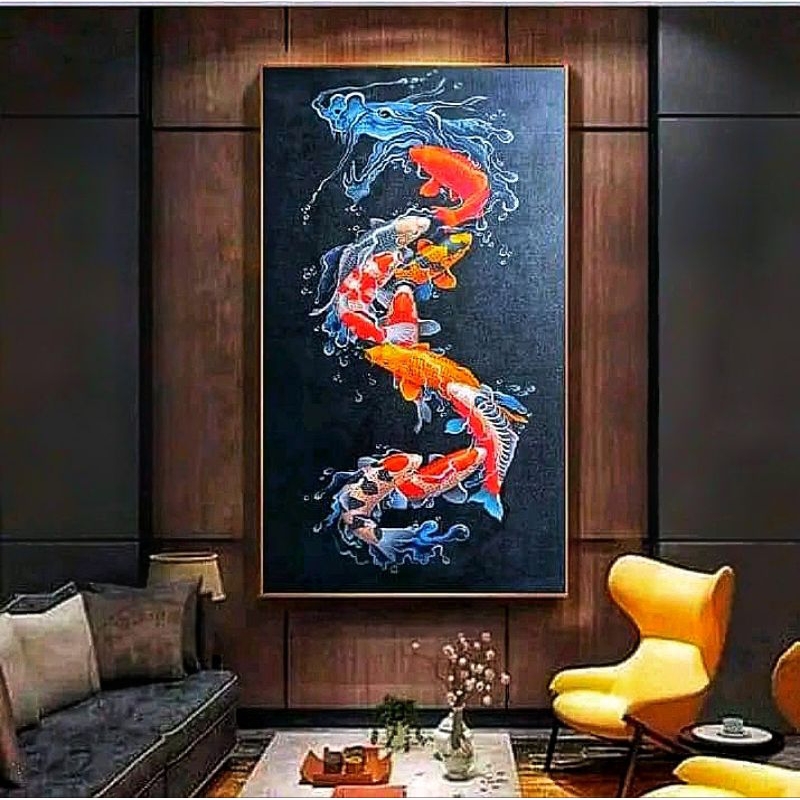 Lukisan Dinding Ikan Koi Motif Terbaru
