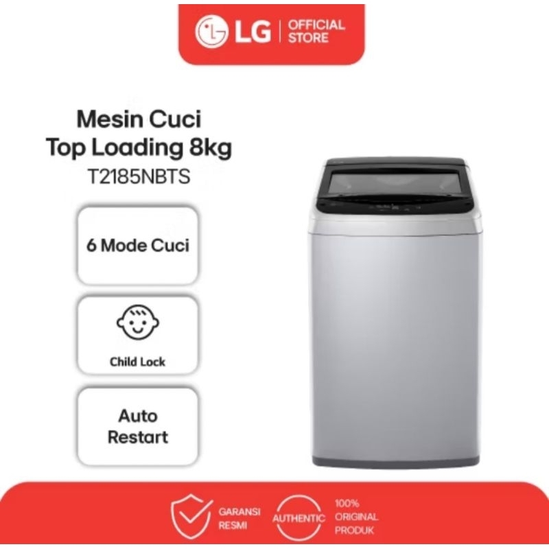 Mesin Cuci LG otomatis 1 tabung 8kg T 2185 NBTS