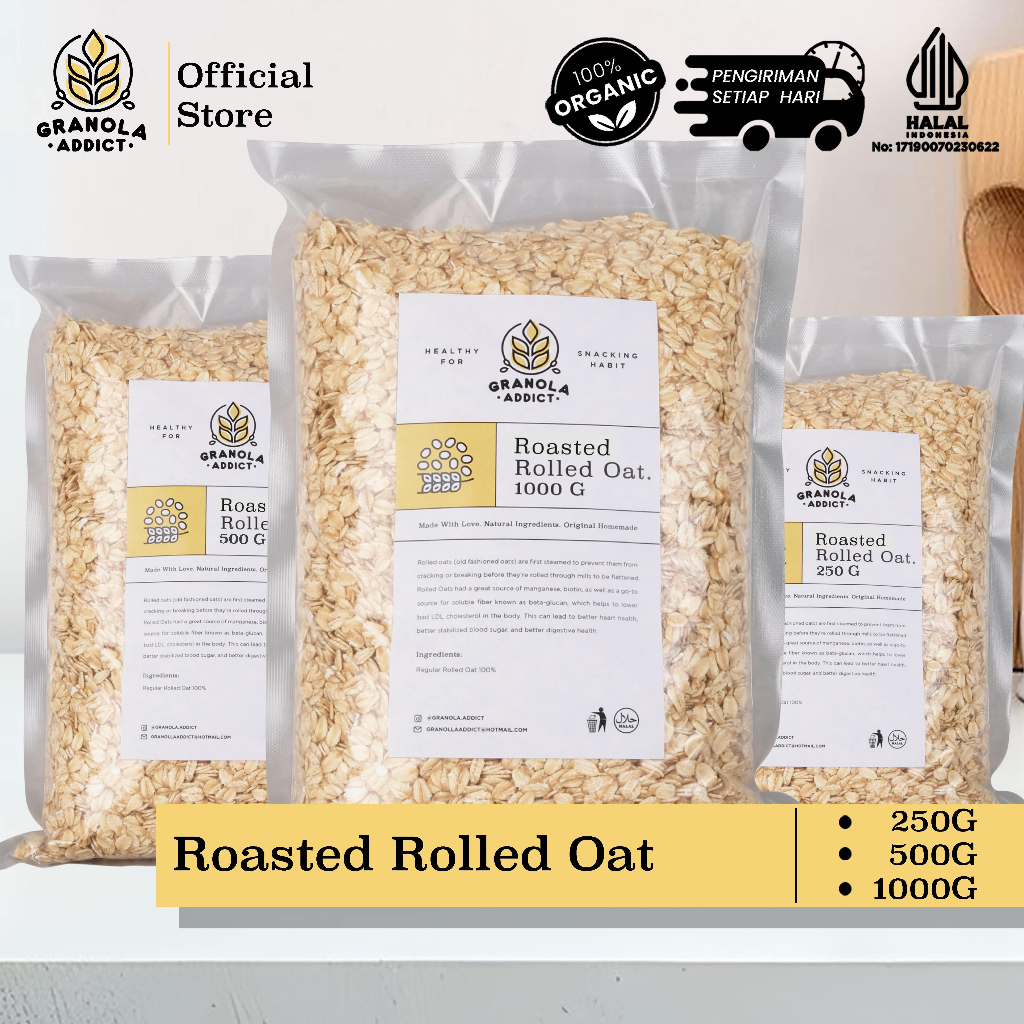 

Granola Addict - Roasted Rolled Oat 250G, 500G, 1000G / Oatmeal Panggang
