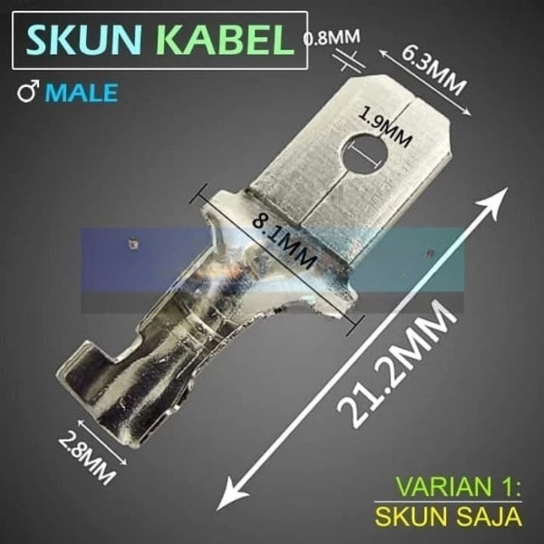 Skun Kabel MALE Gepeng Wire Connector Konektor Cucuk Jantan Cowok